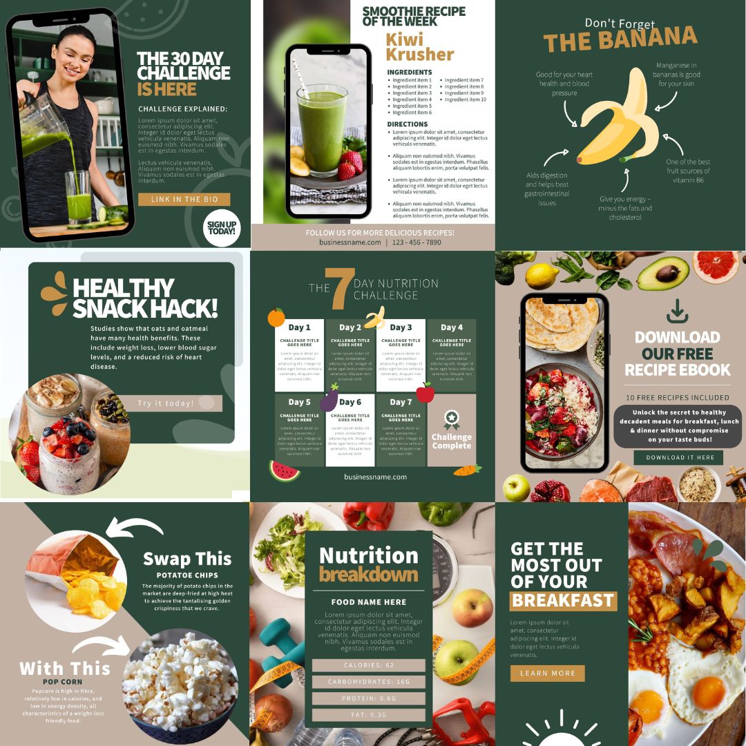 800+ Canva Nutrition Template Bundle (with Reseller Rights)