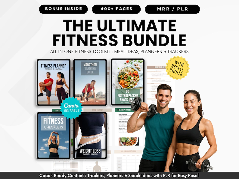The Ultimate Fitness Bundle All In One Fitness Toolkit : Meal Ideas, Planners & Trackers (with Reseller Rights)